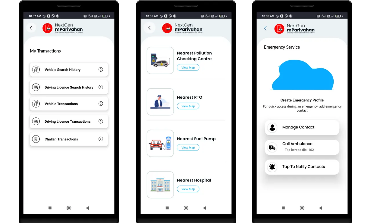 Registering on mParivahan App